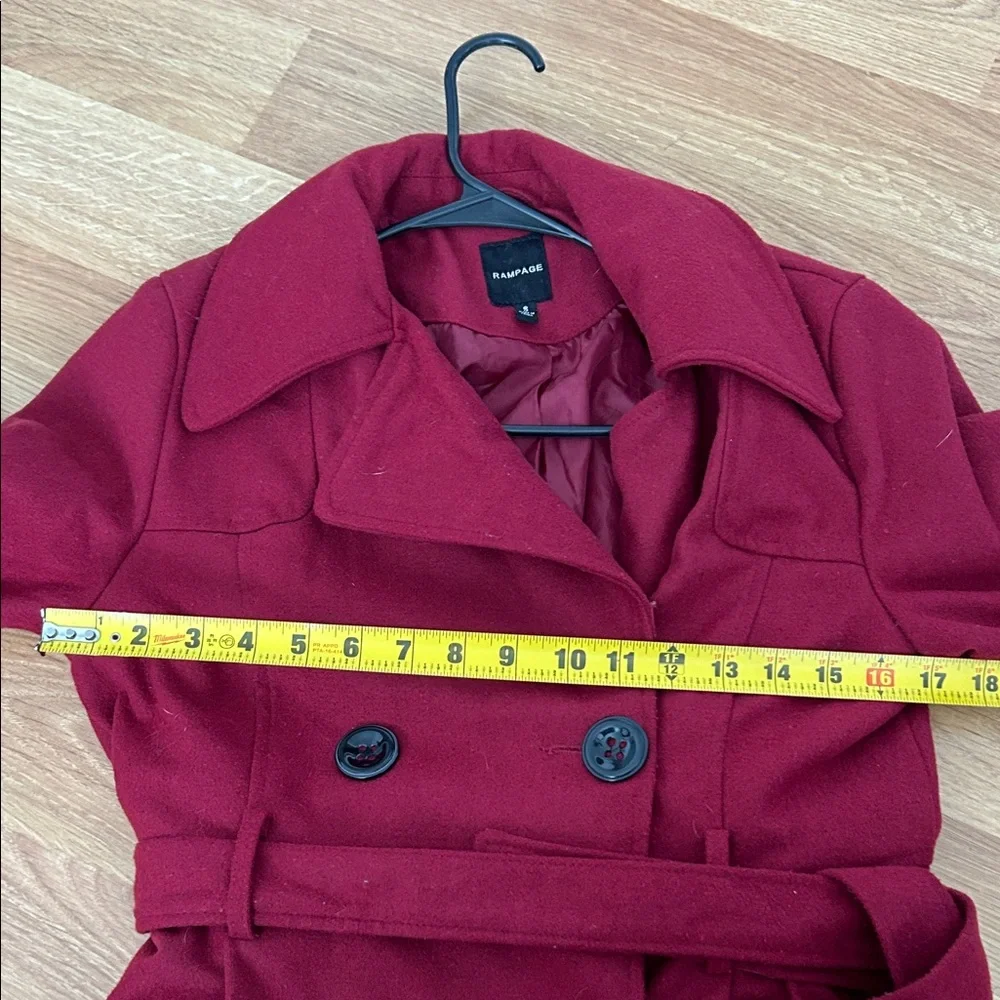 Rampage Burgundy Double-Breasted Trench Coat